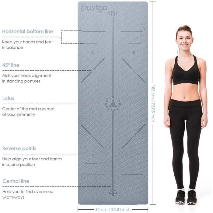 Dustgo Tapis de Yoga TPETapis Yoga Antidérapant et Durable 183x61x06 cm avec Un Sangle et Un Sac à Dos Tapis Fitness Spo [2022]