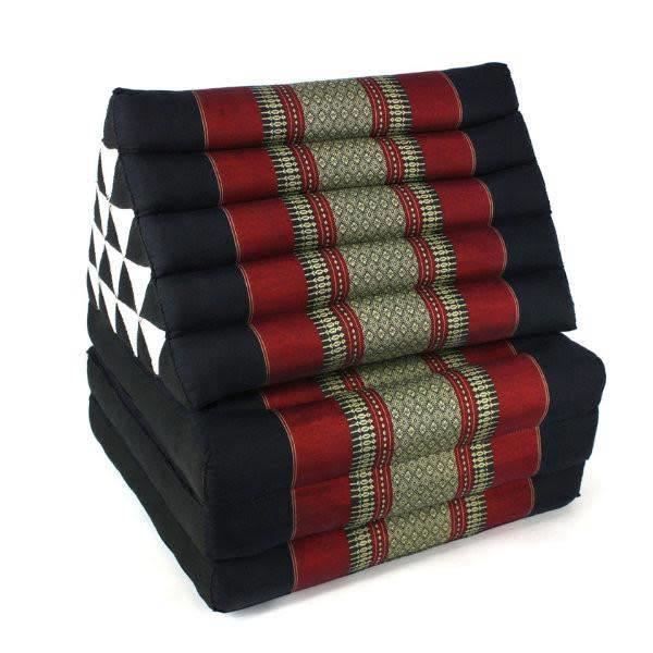 Traditionnel Thai Jumbo trois-Fold coussin méditation Tapis Siège dépliable fabriqués à la main XL Rouge Noir