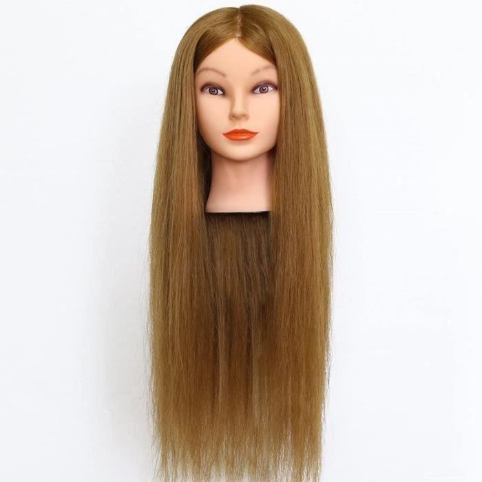 Neverland 26 Pouce Tête à coiffer 90% Vrai Cheveux Humains Naturel Mannequin Tête Formation Coiffure avec Support Blond 66CM