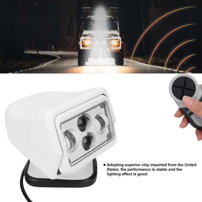 AYNEFY lumière de recherche pour bateaux 60W LED voiture télécommande recherche lumière projecteur extérieur pour bateau de