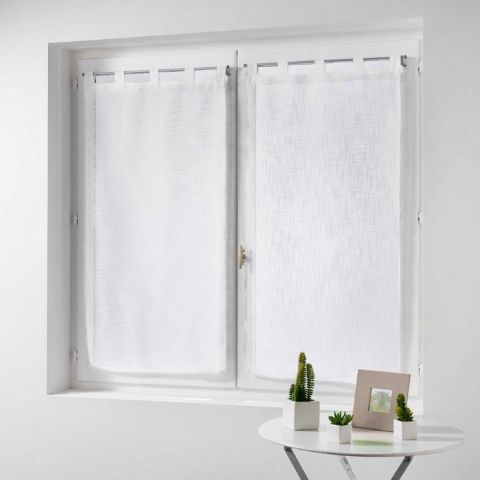 CDaffaires Paire droite passants 2 x 60 x 120 cm effet lin tisse haltona Blanc