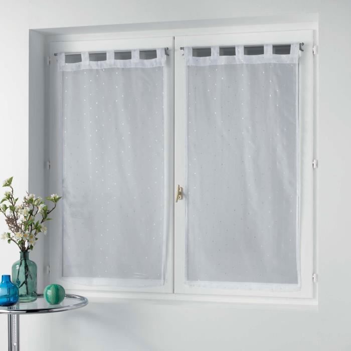 CDaffaires Paire droite passants 2 x 60 x 120 cm voile imprime metallise orion Blanc