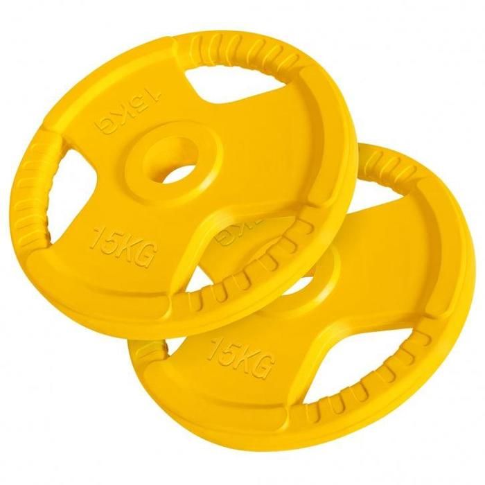 Lot de 2 x 15kg en caoutchouc grip en diamètre olympique de 51mm