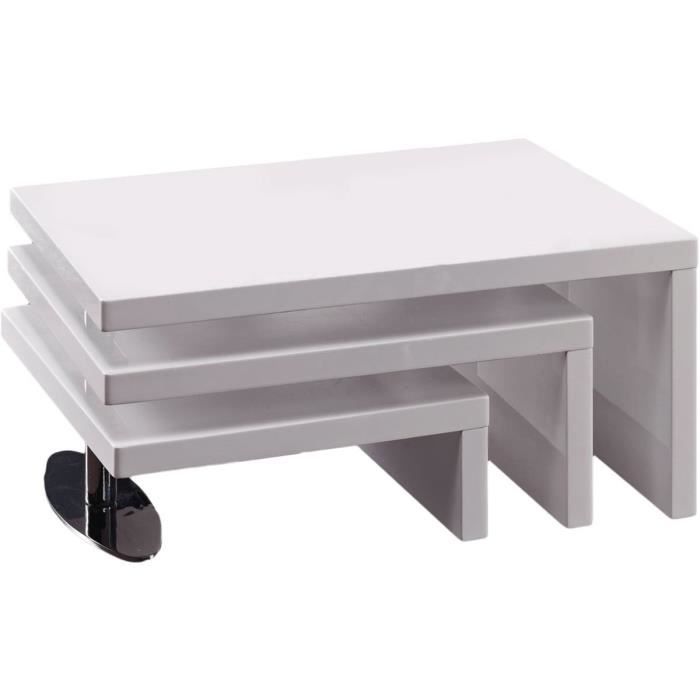 TABLE BASSE DESIGN ELYSA EN MDF LAQUE BLANC - 80 X