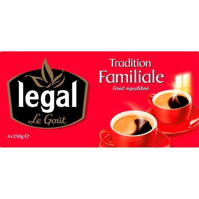 LEGAL Lot de 4 Cafés Tradition Familiale Moulu - 250 g