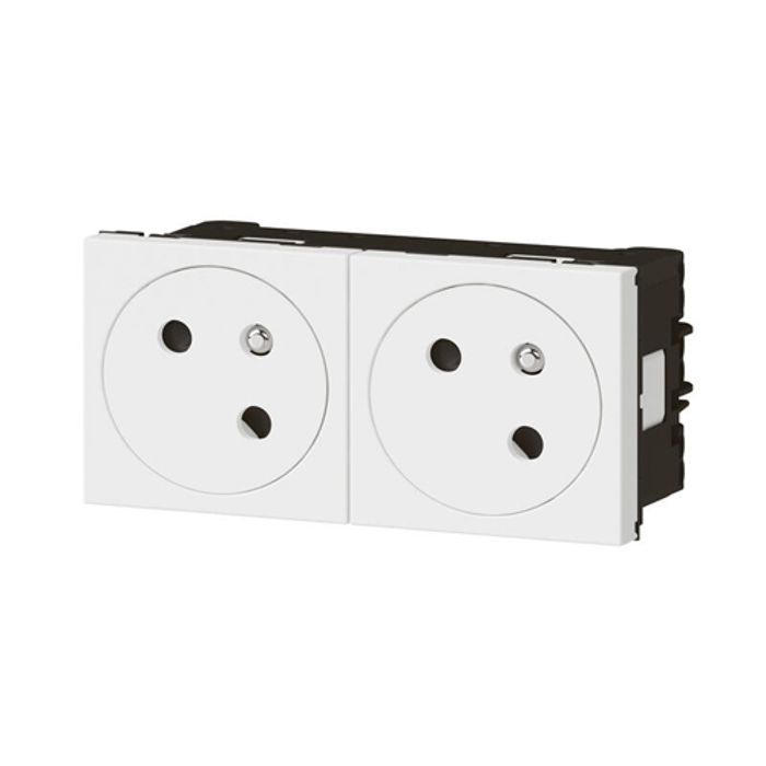 Prise 2x2 P+T F/B 45/Blanc