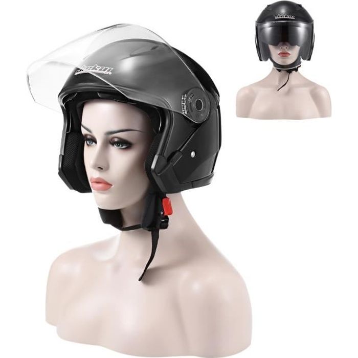 Casque de Moto Pare Soleil Interne Double Visière Scooter Casque à visage ouvert Anti-UV pour Homme Femme JET Helm L XL(57-61cm)