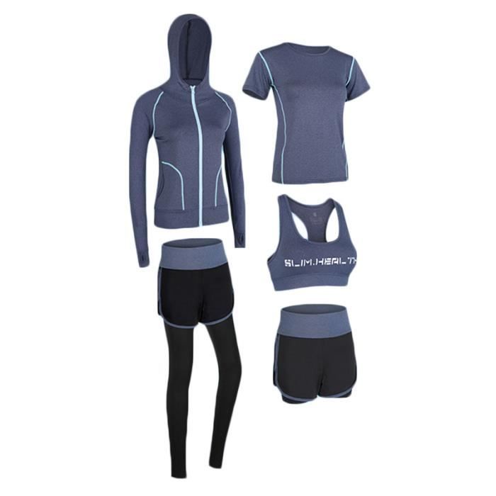 Ensemble de Vetement Sport Femme 5 Pieces Fitness Running