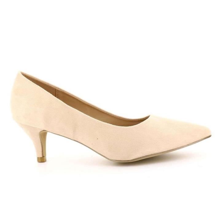 Queen Vivi - Escarpins Femmes Talon En Daim - Beige