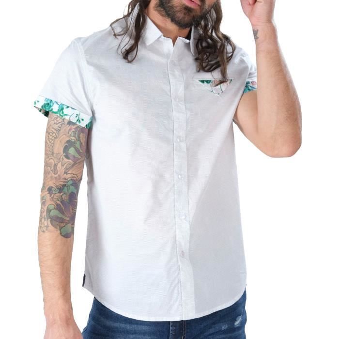 Chemise Manches Courtes Blanche Homme Deeluxe Majorca