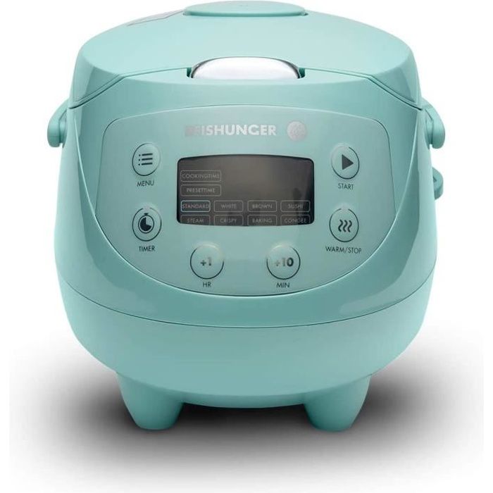 Reishunger Mini Auto Cuiseur a Riz Japonais et Cuiseur Vapeur Menthe avec la Fonction de Maintien au Chaud et Bol en Céramique, dont