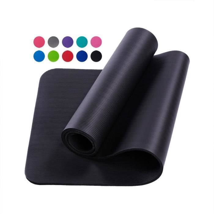 Tapis d'exercice Fitness Tapis de Yoga 183 x 60 x 1,5 cm en Mousse NBR noir