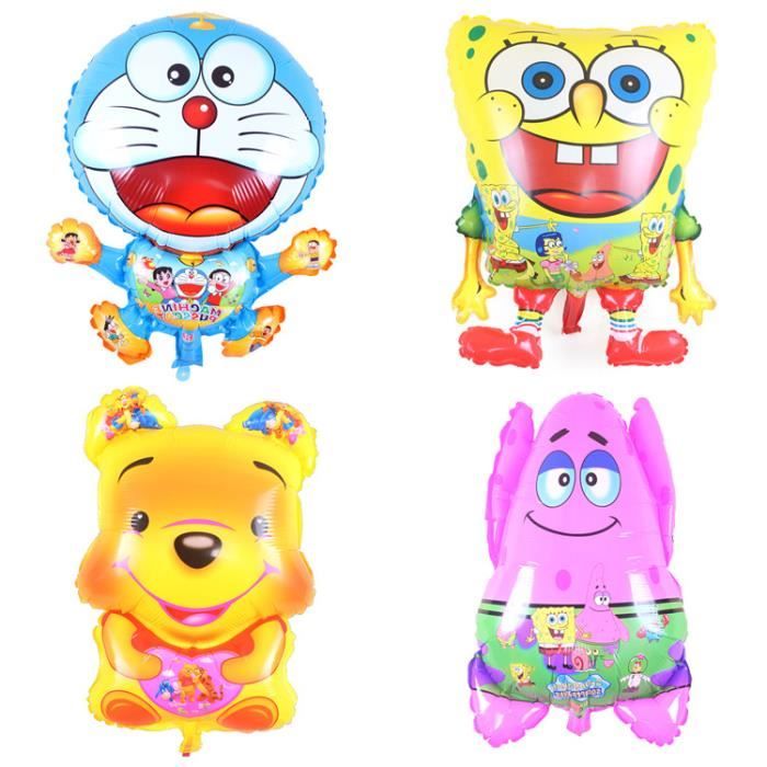 4pcs / set Winnie l'Ourson, Doraemon, Bob l'éponge, Patrick ballons feuille mignon pour les enfants