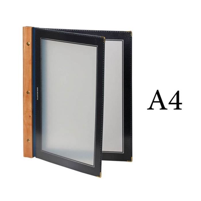 Protège menu bleu WOOD + 2 inserts format A4 pour hôtel restaurant - Securit Bleu