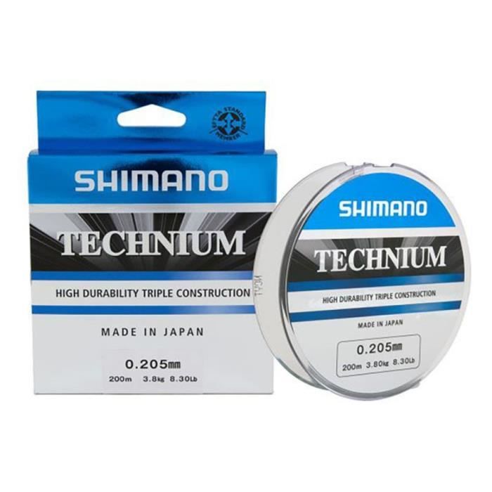 Shimano Technium 200 M 200 m - 0.205 mm Nylon Ligne de Pêche Monofilament Fil Mer Eau Douce Spinning Carnassiers