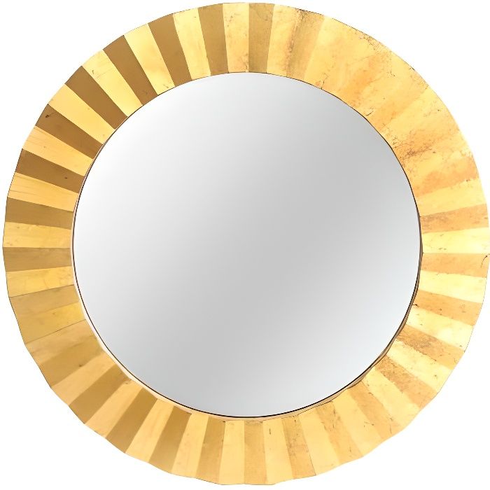 Miroir rond en métal design Flora - Diam. 80 cm - Doré