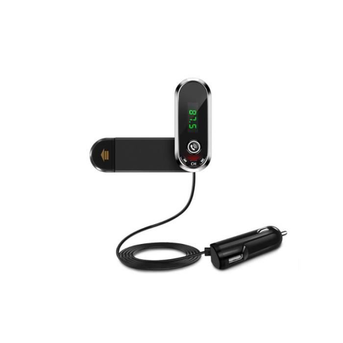 TD® Support téléphone voiture Transmetteur FM mains libres multifonction Bluetooth Lecteur MP3 Alimentation USB solide puissance