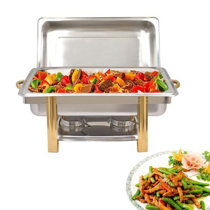 9L Récipient Chauffant pour Buffet Doré en Acier Inoxydable - Chauffe ...