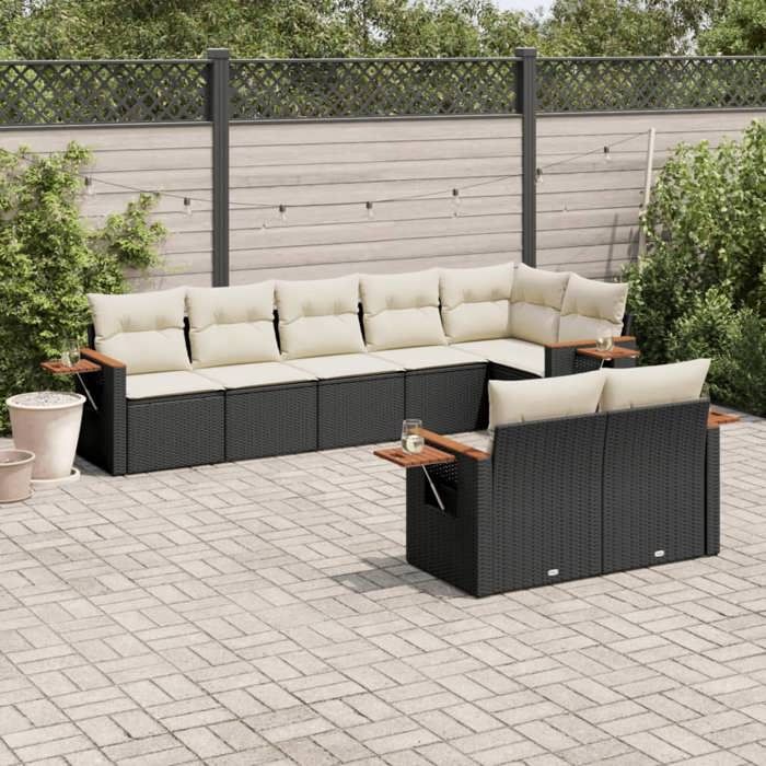 Salon de jardin - vidaXL - 8 pcs - Résine tressée - Housse amovible - Conception modulaire