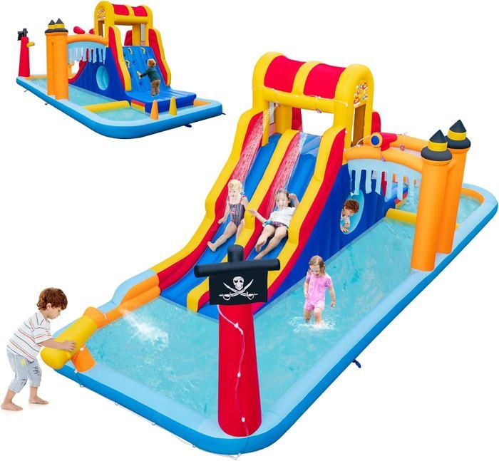 Château Gonflable Glad Toboggy Avec Toboggan XXL, Aire De Rebonds Et Mur D'Escalade - 435x200x220 Cm - Souffleur Inclus