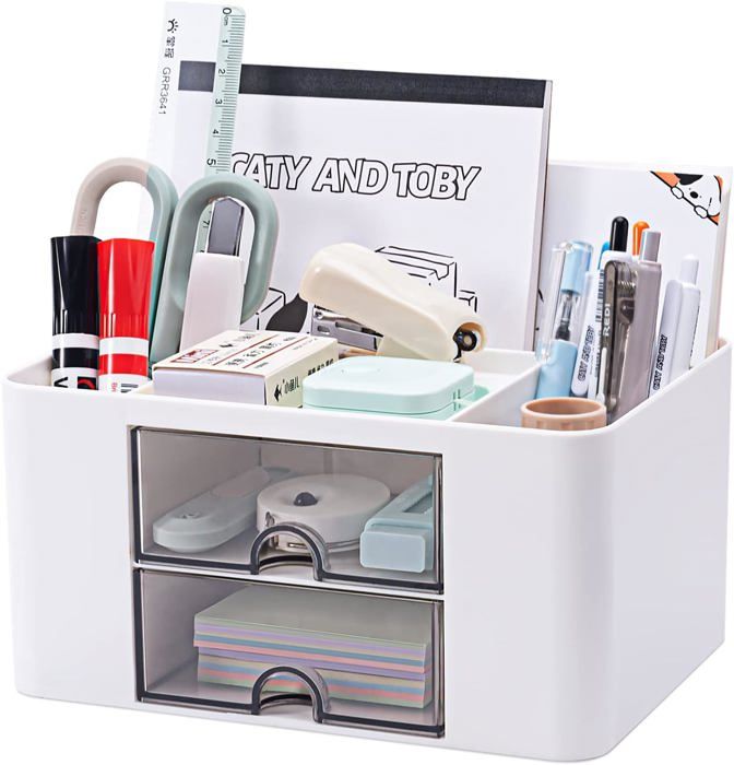 Organiseur De Bureau Multifonctionnel - En Plastique, à étages - Pour Stylos, Clés, Maquillage, Petit Rangement Pratique
