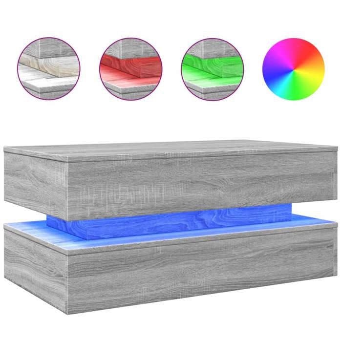 Table basse - CLOUD - avec lumières LED - Gris - sonoma 90x50x40 cm - Pour Salon - 839866