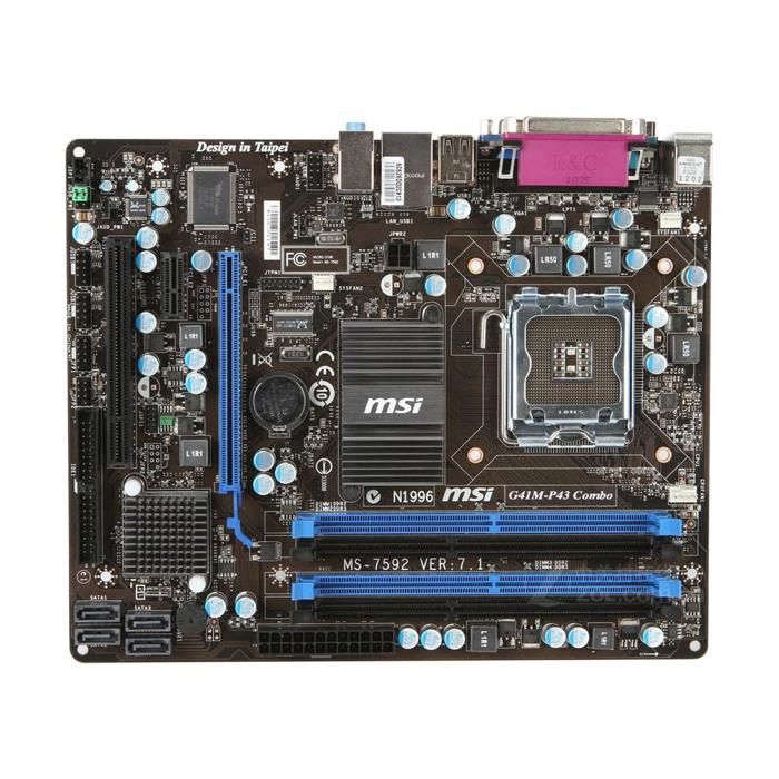 Carte mère MSI G41M-P43 Combo Intel G41 LGA 775 2xDDR2 SDRAM，2xDDR3 SDRAM 8 Go Micro ATX - Msi