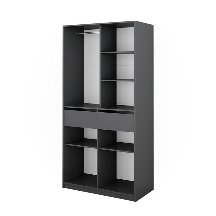 Armoire à vêtements Elmo 100x200cm avec 2 tiroirs Anthracite Vicco 50198