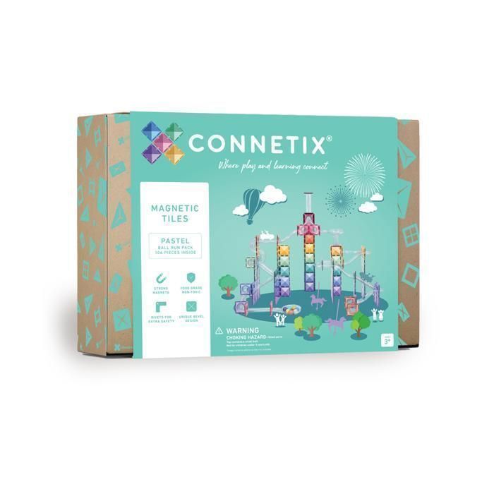 CONNETIX Construction Carreaux Magnetiques Pastel Course de Balle Paquet 106 Pièces