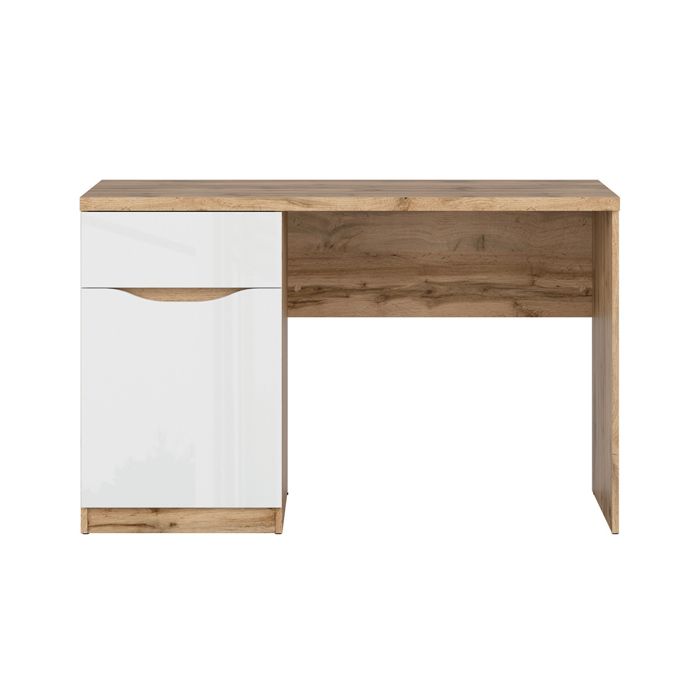 Bureau 1 porte 1 tiroir Petits-meubles - June - 120 x 60 x 76cm - Blanc et bois Bureau 1 porte 1 tiroir Petits-meubles - June - 120 x 60 x 76cm - Blanc et bois