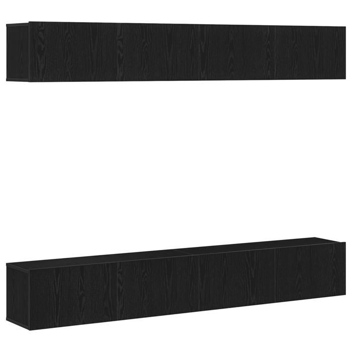LEH-Ensemble de meubles TV 4 pcs Noir Bois d'ingénierie-YAJ3114207 - Maison