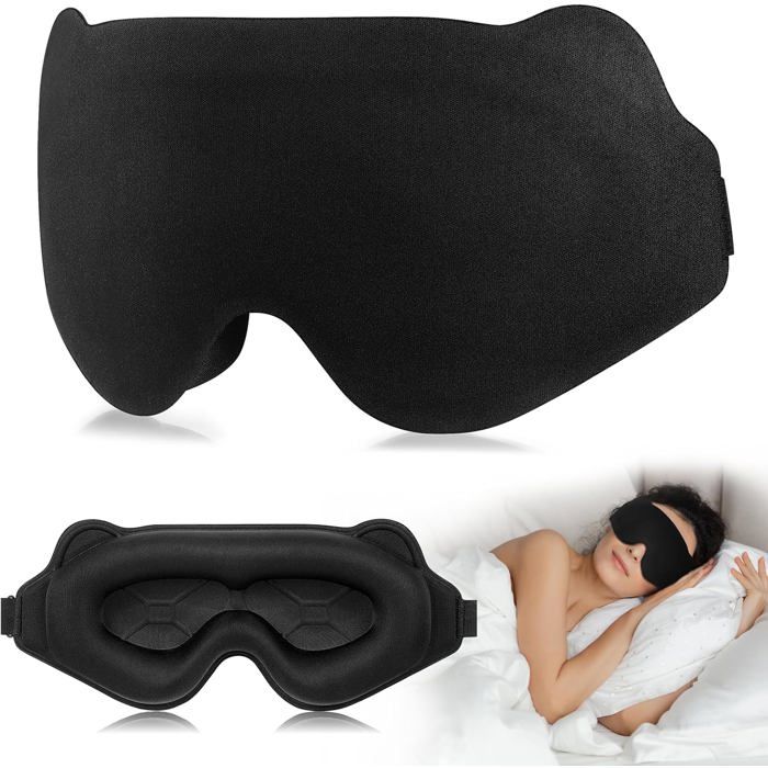 Masque De Nuit 3D Réglable - Zéro Pression Sur Les Yeux, Pour Dormeurs Latéraux, Inclus Bouchons D'oreilles - 3
