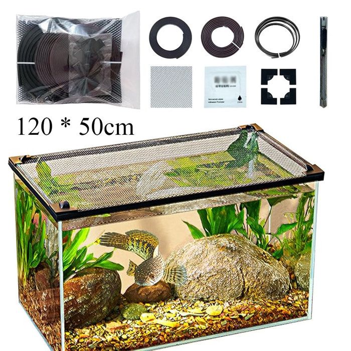 Meilleurs prix pour Couvercle daquarium en Maille Filet Anti-Saut Couvrir avec Un Filet Filet de protection magnétique 120 x 50cm