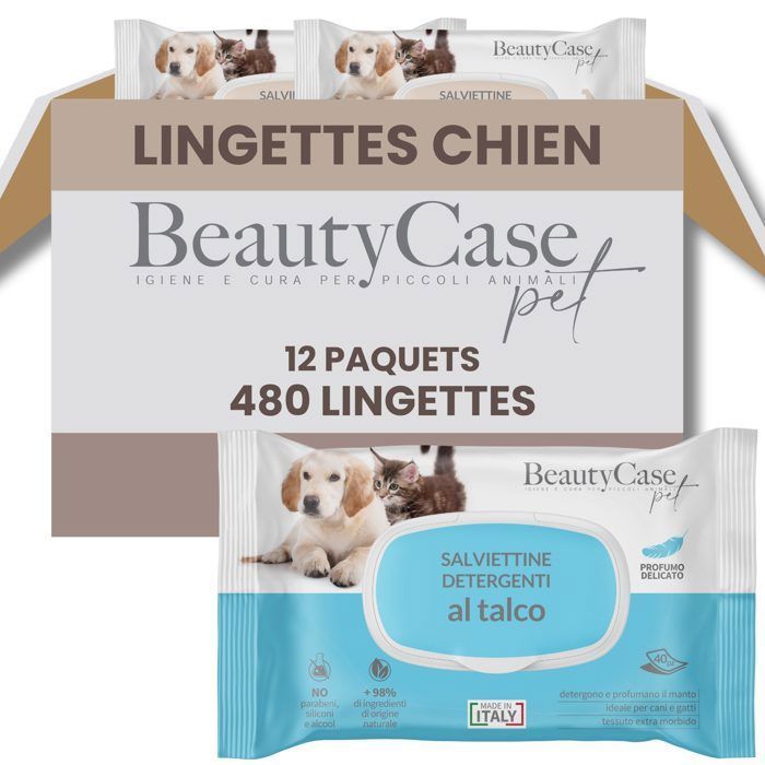 Beauty Case Lingettes Nettoyantes pour Animaux au Talc Doux - 480 pcs