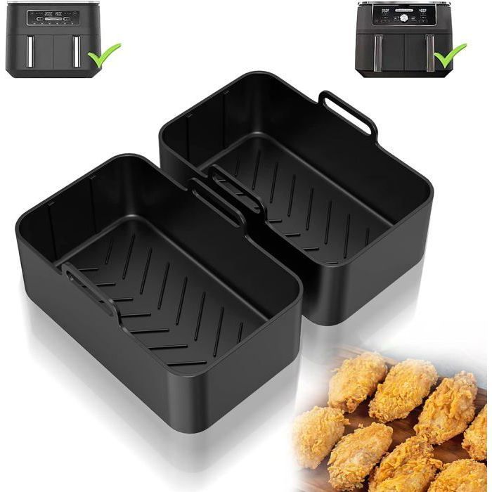 Moules Silicone Pour Friteuse Sans Huile Ninja Dual XL & Cosori Dual - Lot De 2, Réutilisables, Antiadhésifs - 2