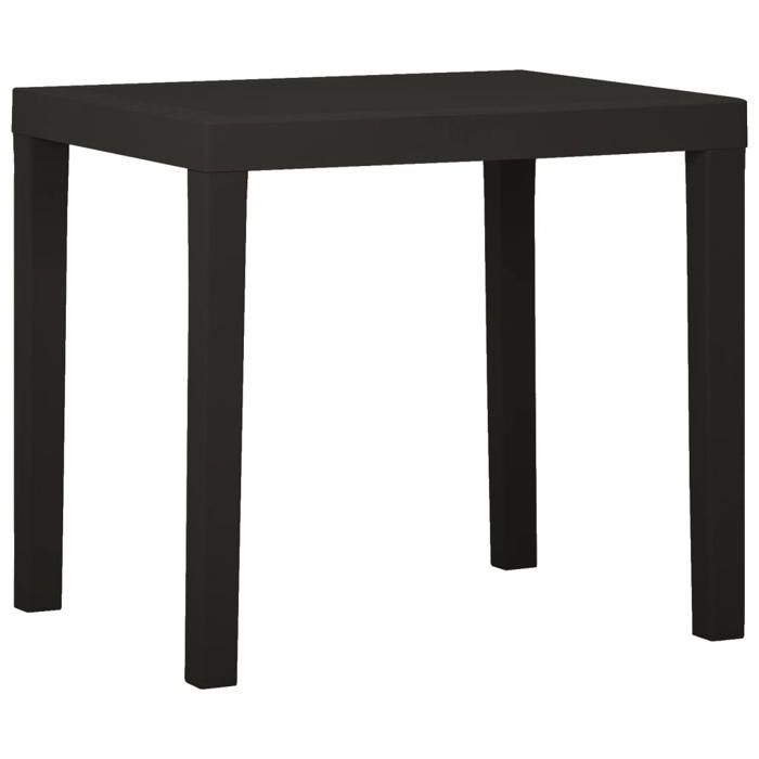 Table de jardin en plastique - vidaXL - 79x65x72 cm - Anthracite - Résistante aux intempéries - Facile à nettoyer