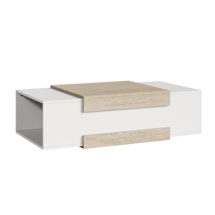 Table basse Eljak 110 x 57 x 31 cm blanc / effet travertin
