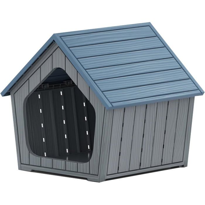 Meilleurs prix pour GOPLUS Niche pour Chien Exterieur/Interieur Base Surélevée Résistante à lEau 595 x 57 x 58cm Bleu et Gris