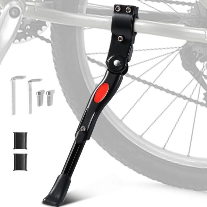 Béquilles de vélo Réglable en Alliage daluminiumHauteur avec Pied en Caoutchouc AntidérapantBéquille Velo LateraleSupport pour