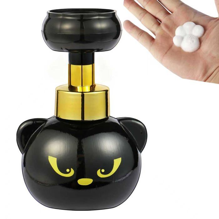 Distributeur de savon mousse mignon en forme de patte de chat flacon pompe à mousse en forme de chat noir