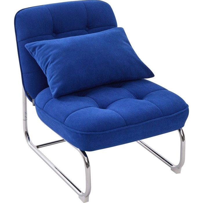 Fauteuil en velours côtelé bleu électrique piètement chromé - Marvin