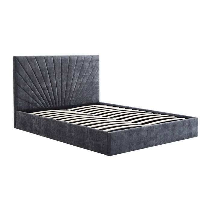Lit coffre 160 x 200 cm - Tissu texturé – Gris anthracite - RIBIOLA