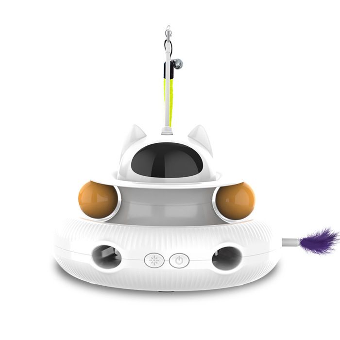Jouet interactif pour chat - Phoesky - 4 en 1 - USB rechargeable - Laser rouge - Baguette rotative - Plumes aléatoires