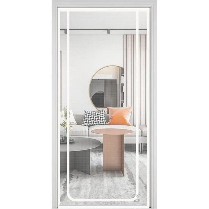 Porte moustiquaire anti-griffures - Belle commode - Filet renforcé - Fermeture éclair - Dimensions 90x220 cm - Blanche