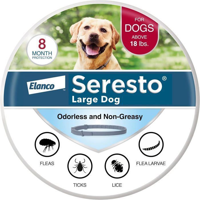 Chien Collier Seresto puces et anti-tiques plus de 8 kgtraitement et prévention recommandé par les vétérinaires protection 8 mois