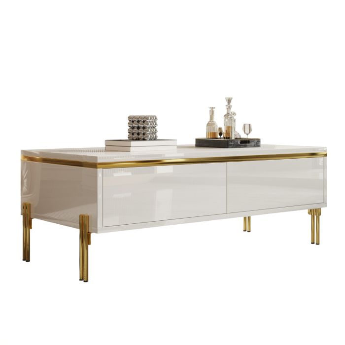 Table Basse Moderne Haute Brillance Table dAppoint Élégante Multifonctionnelle Meuble de Salon 100 x 50 x 36 cm (L x l x H)
