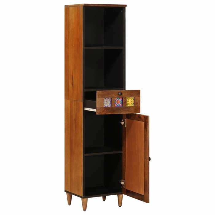 Marron Mobilier de bains -  Armoire de salle de bain avec tiroir Noyer 38x33x160 cm m5958
