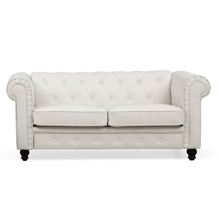 MOSAIKASA Grand canapé 2 places Chesterfield Blanc