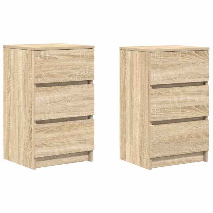 VENTE-FLASH Tables de chevet pour lit - avec 3 tiroirs 2 pcs - chêne sonoma 39x35x65 cm -(18355861342)VIDAXL