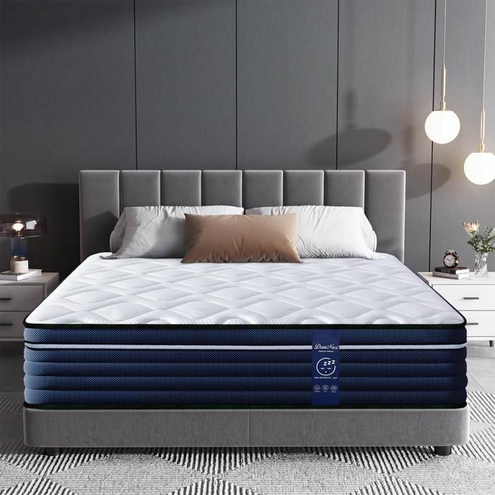 Matelas 140x200 cm Épaisseur 28cm Mémoire de Forme et Ressorts Ensachés Haute Densité Soulage Douleurs Dorsales Respirante